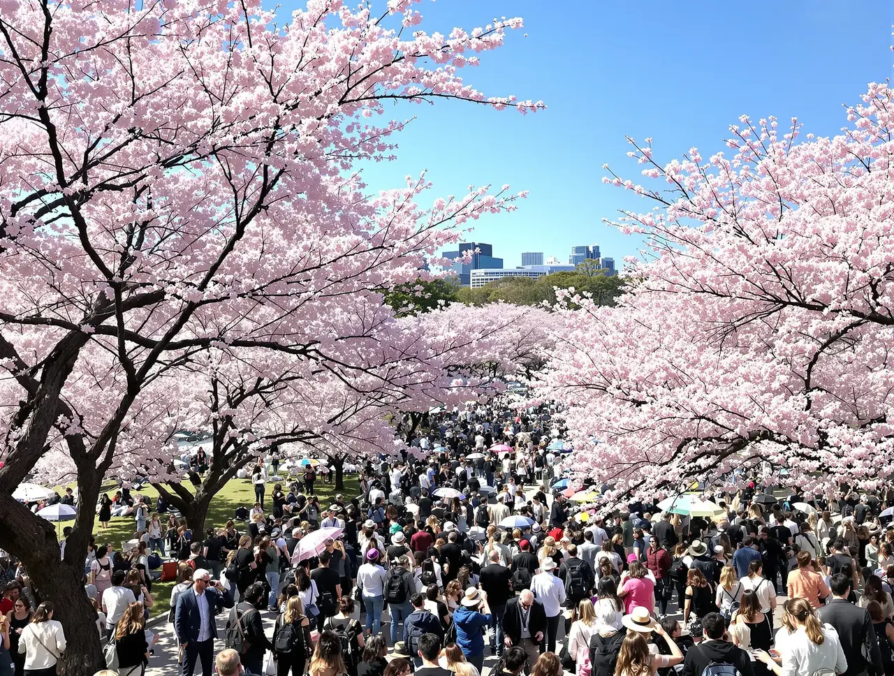 全国多地迎来樱花季旅游高峰，热门景点一票难求